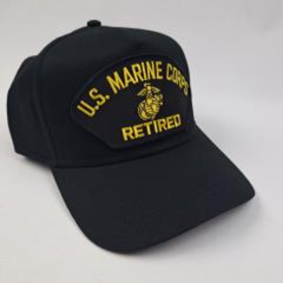 U.S. Marine Corps Retired Men's Hat Ball Cap One Size Black Embroidered Patch - Picture 2 of 4